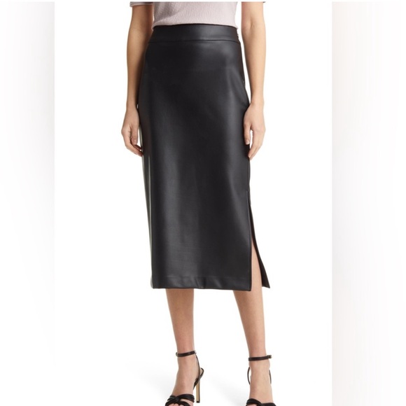 Halogen Dresses & Skirts - Halogen Faux Leather Black Midi Skirt, 2